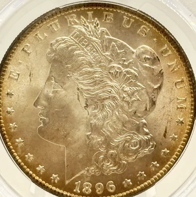 Dólar de plata Morgan 1896-P graduación profesional MS64 - Tonificación ~57669542~ #14414 Foto 1 de 4