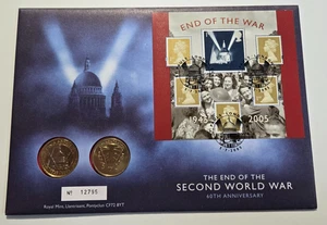 2005 WWII 60th Coin Cover Stamps Royal Mail royal Mint End of the War - Picture 1 of 5