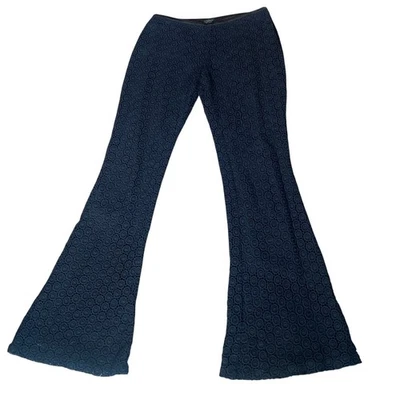 Guess by Marciano BOHO Kick Flare Black Eyelet Lace Pants Sz 6 #240N - Image 1 of 4