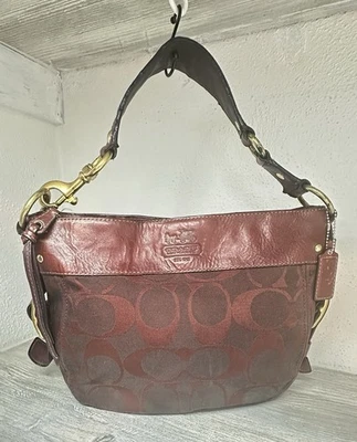 COACH 12657 Zoe Signature Canvas/Genuine Leather Hobo Bag Burgundy(Aubergine) - Image 1 of 4