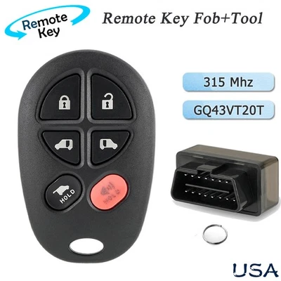 Llavero remoto + Kit de herramientas OBD para Toyota Sienna XLE 2012 2013 2014 2015 2016 2017 Foto 1 de 4