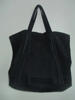 Bolso de Mano VANESSA BRUNO Negro Gamuza Tamaño Mediano con Flecos Usado en Excelente Condición Foto 1 de 4