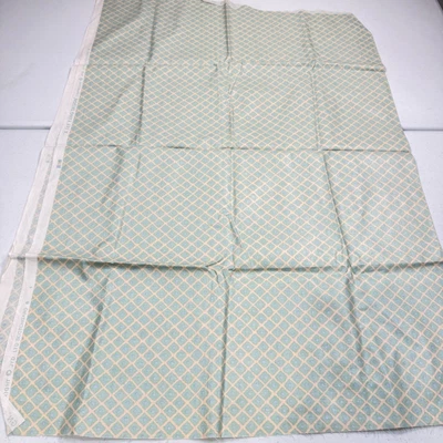 Tela de tapicería vintage Jay Young azul verde celosía geométrica enrejado 53x39 Foto 1 de 4