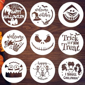 HUAKENER 9 Pcs Halloween Stencils for Painting, 12 Inch Large 9 Circle  - Picture 1 of 6