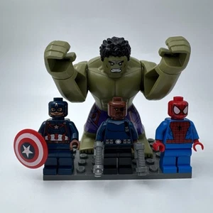 Lego Minifigures LOT 4 Marvel Super Heroes Hulk Spider-Man Fury Captain America - Picture 1 of 4