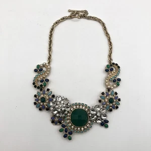 Ann Taylor Gold Tone Rhinestone Cluster Chunky Y2K Statement Necklace Choker - Picture 1 of 14