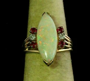 2.50Ct Marquise Cut Fire Opal Ruby SolitaireEngagement Ring 14K Yellow Gold Over - Picture 1 of 3