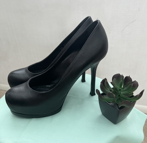 SAINT LAURENT (YSL) Scarpe décolleté omaggio YVES SAINT LAURENT Paris nere con tacco 4" taglia 36 (US 5 5)