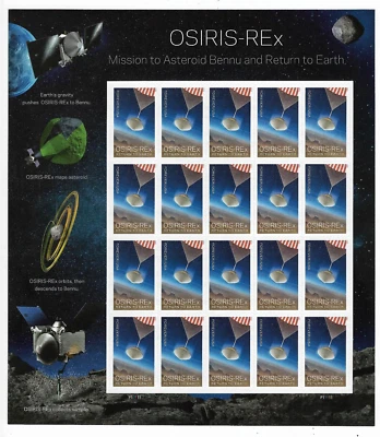 #5820 NEW Osiris-Rex Asteroid Mission (forever) 2023 Issue-MNH Sheet of 20 - Image 1 of 2