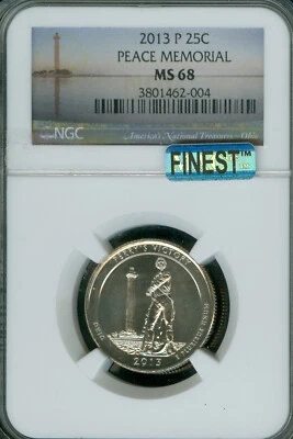 2013 P PEACE MEMORIAL PARKS QUARTER NGC MS68 MAC FINEST REGISTRY MAC SPOTLESS * - Image 1 of 4