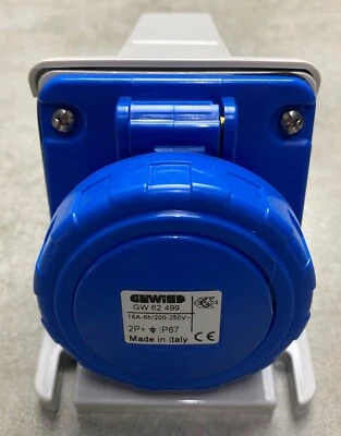 GEWISS GW62499 90 Degree SURFACE Socket Outlet, IP67, 2P + E, 16A, 200-250V - Image 1 of 4
