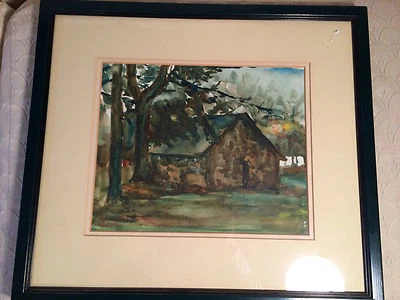 Antique Gord "Exterior Of A Stone House Scene" Watercolor - Signed And Framed - Image 1 of 4