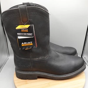 Ariat Leather Cowboy Work Boots Men 14EE ASTM F2413-18 EH Black Steel Toe - Picture 1 of 14