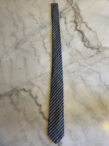 Michael Bastian Handmade Italian neck tie Cotton Striped Heather Gray Blue - Picture 1 of 4