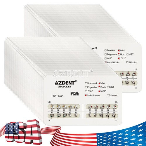 100Packs Dental Orthodontic Metal Brackets Braces Mini Roth 022 Hooks