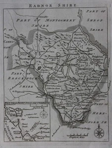 Original antique map, WALES, RADNORSHIRE, HOLY ISLAND, LINDISFARNE, Rocque, 1769 - Picture 1 of 3