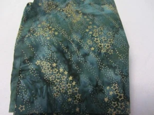 TÜRKIS GRÜN MIT GOLDENEN STERNEN MODA STOFF HERBST BLUMEN 7" x 42" BAUMWOLLE - Bild 1 von 2