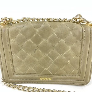 BEBE GreenLucy Quilted Bag Adjustable Purse Crossbody Silver Chain Link Strap - Picture 1 of 9