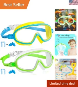 Swim Goggles 2 Pack Anti-Fog Anti-UV Wide View Swimming Goggles for Kids 3-15 - Picture 1 of 7