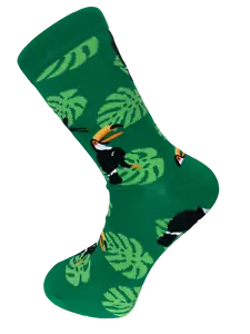 Frederick Thomas Calcetines Algodón Verde Tropical Brillante Para Hombre Con Diseño Tucán - Imagen 1 de 1