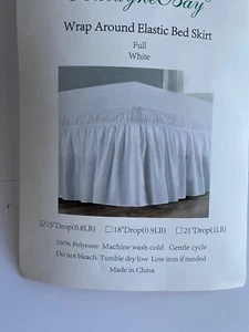 New Biscayne Bay Wrap Around Elastic Bed Skirt Full Double White 15” Drop Hide - Picture 1 of 5