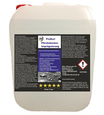 5 L Pferdedecken-Imprägnierung Imprägnierung Tierdecken Imprägniermittel 10€/L - Bild 1 von 2