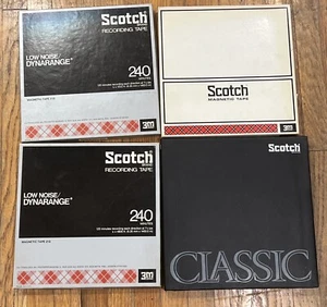 Lot of 4 Vintage SCOTCH Metal 10.5” Reel to Reel Tape with Case - Picture 1 of 17