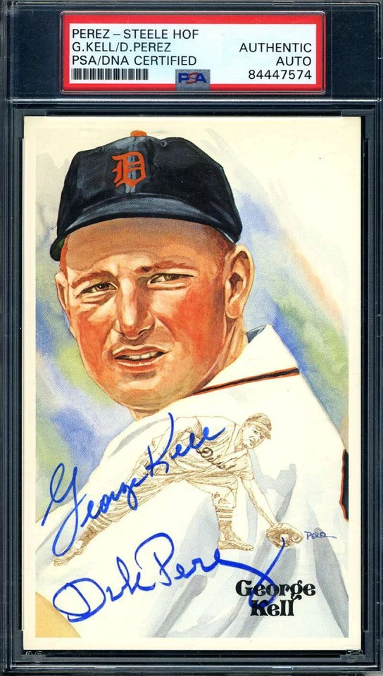 George Kell And Dick Perez Rare PSA DNA Signed Perez Steele Postcard Autograph - Image 1 of 1