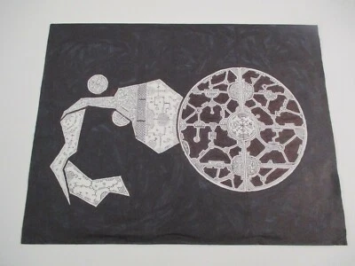 MYSTERY VINTAGE CONTEMPORARY SPACE ATOMIC MODERNIST DRAWING ALIEN CUBIST RETRO - Image 1 of 4