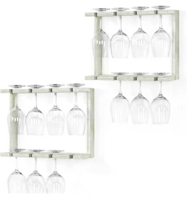 *NUEVO* Juego de 2 estantes para copas de vino montados verdes rústicos de 2 niveles Oyeal Foto 1 de 4