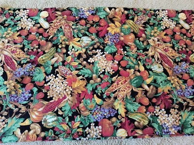 Concord Joan Kessler Cotton Fabric Fall Harvest Print 41" X 80" edges hemmed - Image 1 of 4