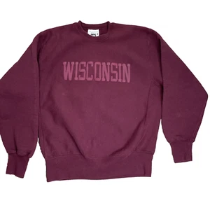 Vintage University Wisconsin Maroon Lee Cross Grain Crewneck Sweatshirt L - Bild 1 von 7