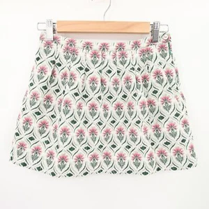 Zara Girls Skirt Pink Off White Floral Embroidered Tapestry Mini A-Line 13/14 - Picture 1 of 8