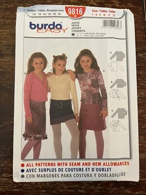 Burda 9816 Uncut Sewing Pattern, Girls' Jacket, Size 7-12 - Image 1 of 2