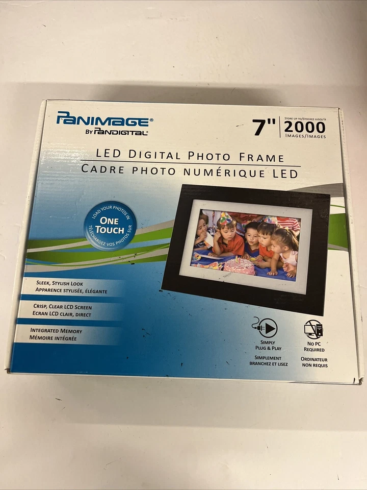 PanImage by Pandigital LED Digital Photo Frame 7” 2000 Images-Wood Frame NIB - Image 1 of 4
