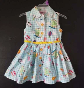 Nannette kids Baby Girls 18 MOnths Blue Checked Carnvial Fair Theme Dress With B - Picture 1 of 4