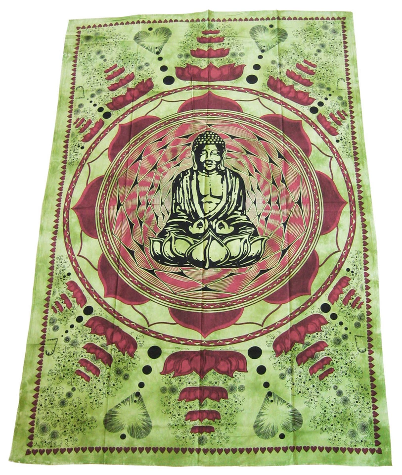 BUDDHA - Decke Tagesdecke Dekotuch 140 x 200 cm Überwurf Wandbehang Indien Goa - Bild 1 von 1