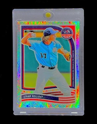 ETHAN HOLLIDAY ROOKIE REFRACTOR RARE SHIMMER Holo Panini RC Card - USA - Image 1 of 4