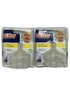 Nuby wide mouth teats natural touch x 4 (2 Packs Of 2) - Picture 1 of 1