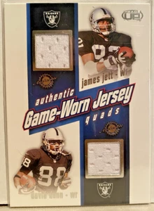 2002 Pacific Heads Up Game Worn Jersey Quads James Jett David Dunn Randy Jordan - Bild 1 von 2