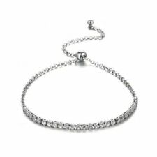Womens Swarovski Element Crystal Stretch Tennis Bracelet Bangle Silver New Shine