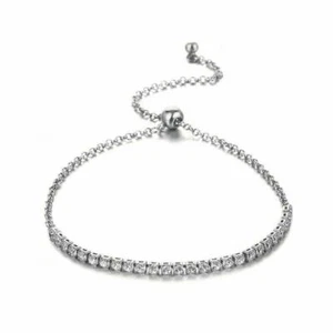Womens Swarovski Element Crystal Stretch Tennis Bracelet Bangle Silver New Shine - Picture 1 of 2