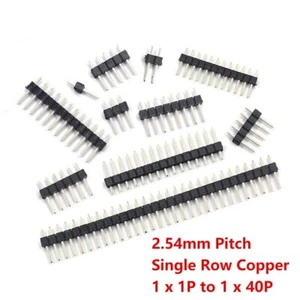 2.54mm Pitch Single Row Copper 1 x 1P to 1 x 40P Male Pin Header PCB Socket - Picture 1 of 18