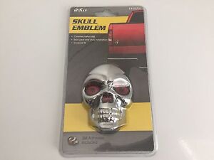 Skull Emblem Chrome Abs Plastic 3-D Dome Stick On Decal Car's,Truck's,Suv's,Rv's