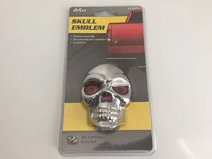 Skull Emblem Chrome Abs Plastic 3-D Dome Stick On Decal Car's,Truck's,Suv's,Rv's - Bild 1 von 6