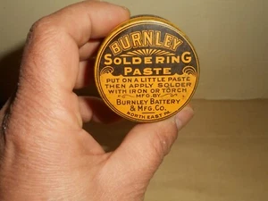 Vintage BURNLEY BATTERY & Mfg Co. Lötpaste Blechdose um 1940 NORTHEAST PA - Bild 1 von 12