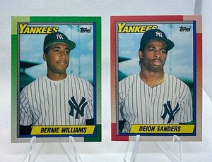 1990 Topps Bernie Williams and Deion Sanders New York Yankees (2) Card Lot
