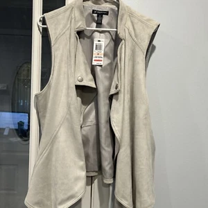 INC INTERNATIONAL CONCEPTS FAUX SUEDE VEST SIZE 2X NWT - color on tag light gray - Picture 1 of 7