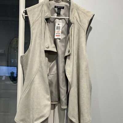INC INTERNATIONAL CONCEPTS FAUX SUEDE VEST SIZE 2X NWT - color on tag light gray - Image 1 of 4