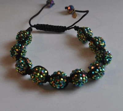 PULSERA KIRKS FOLLY CORDÓN CUENTAS TONO ORO VERDE BRILLANTE Foto 1 de 2